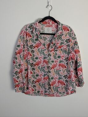 Printfresh Wildest Dreams Flock Of Flamingos Long Sleeve Pajama Shirt Size 1X